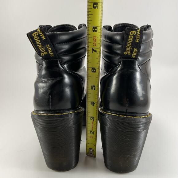 Dr Doc Martens Persephone Heeled Leather Lace Up Boots Black Womens Size 7 - Picture 5 of 11